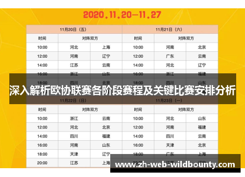 深入解析欧协联赛各阶段赛程及关键比赛安排分析 深入解析欧协联赛各阶段赛程及关键比赛安排分析